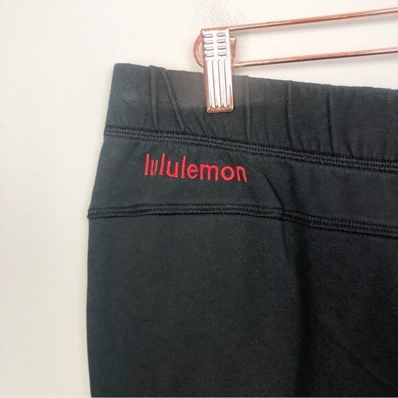 LULULEMON | LA Wide Leg Crop Pants Black With Red Logo Women’s Size 10 - Picture 10 of 12